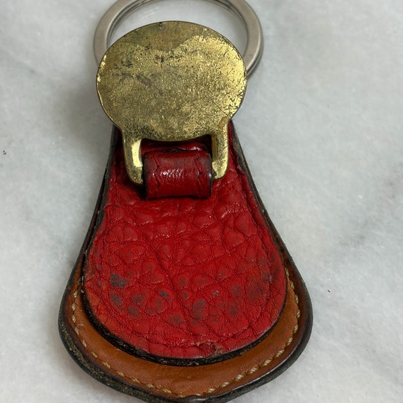 Dooney & Bourke Vintage 90’s  Red and Brown Leather Key Fob - Picture 3 of 3